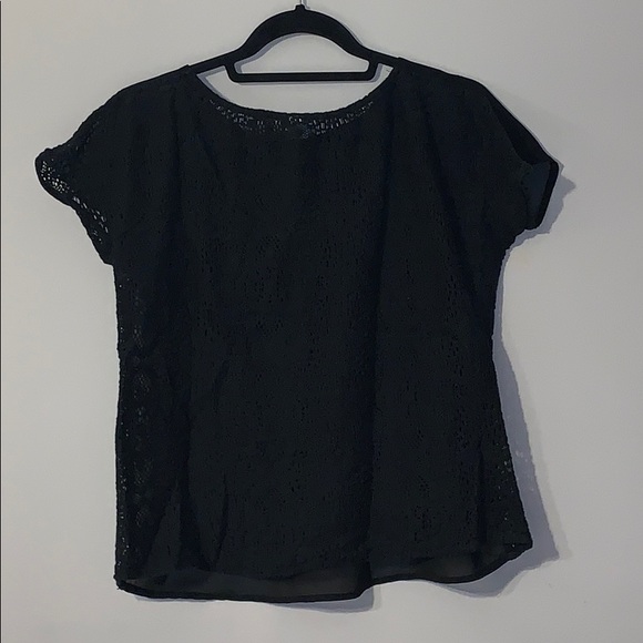 *BRAND NEW* Black sheer & lace short sleeve blouse - Picture 2 of 4